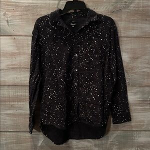 LIKE NEW MADWELL Black and White Star Button-Up Shirt size S